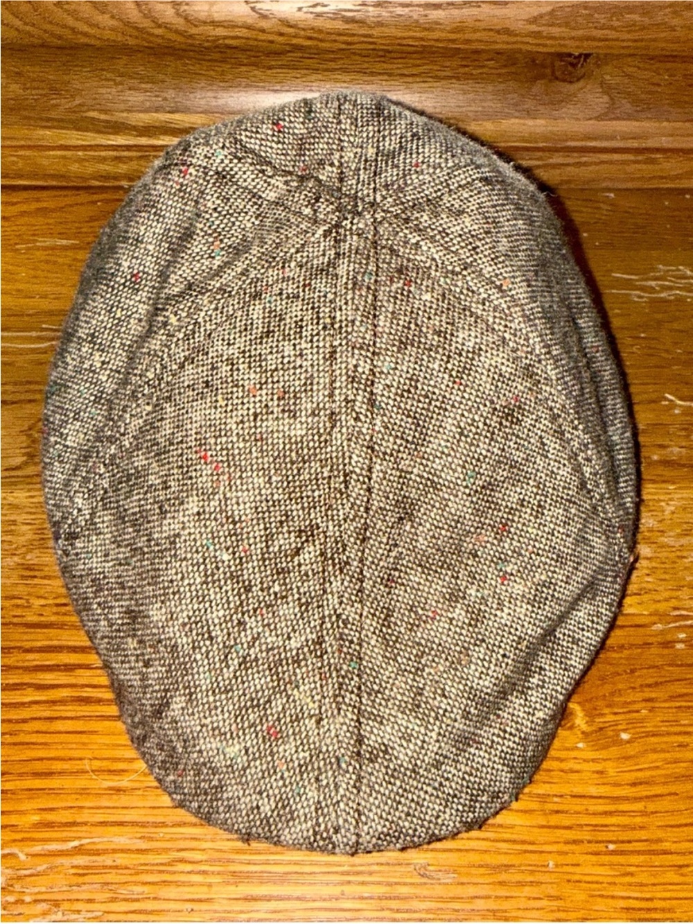 Goorin Bros Tan Tweed Scally Cap with Cream and Rust Floral Lining Size Small